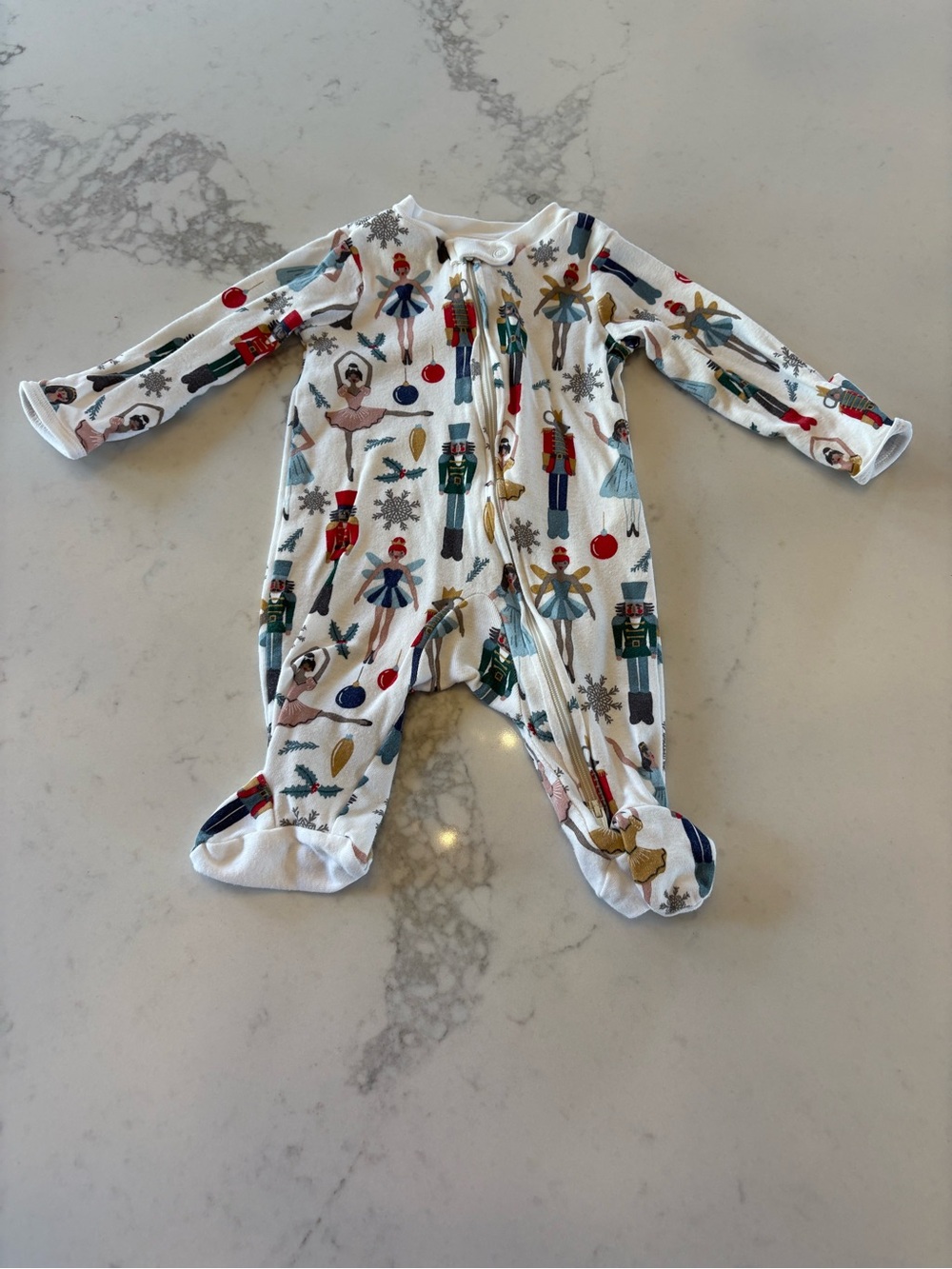 Carter's White Nutcracker & Ballerina Footed One-Piece